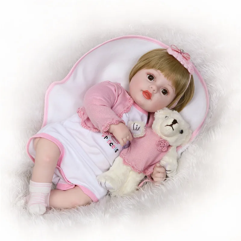 22 &quot/55 см Reborn Silicone Babies blonde hair Коллекционная кукла для детей подарок Реалистичная