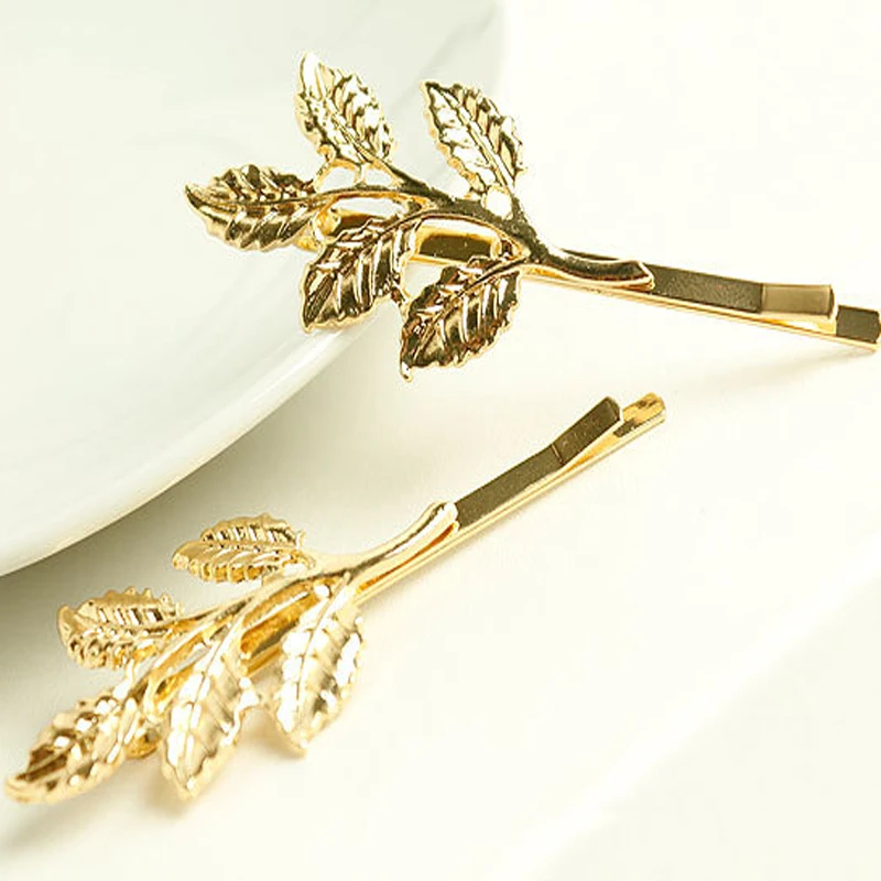 6 шт./лот Свадебные металлические заколки для волос с золотыми листьями и