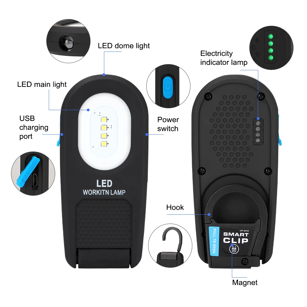 Светодиодный прожектор магнитный рабочий светильник USB зарядка вспышка осмотр
