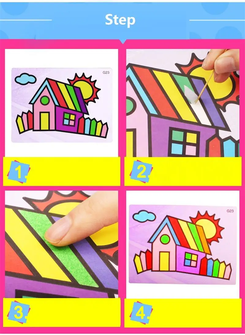 Случайные style15 * 20 5 см 2 шт./лот Дети DIY Красочные песок живопись искусство