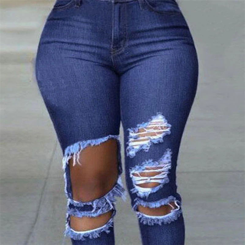 2017 летние джинсы с высокой талией женские облегающие рваные для женщин в стиле