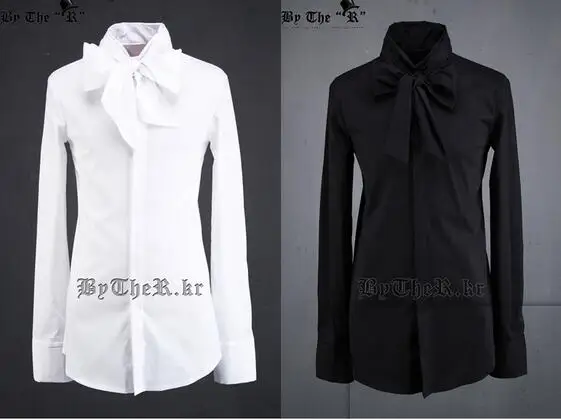 S-3XL 2021 New Vintage punk wind men's royal clothing personalized big bow design shirt male singer Stage Performance costumes | Мужская