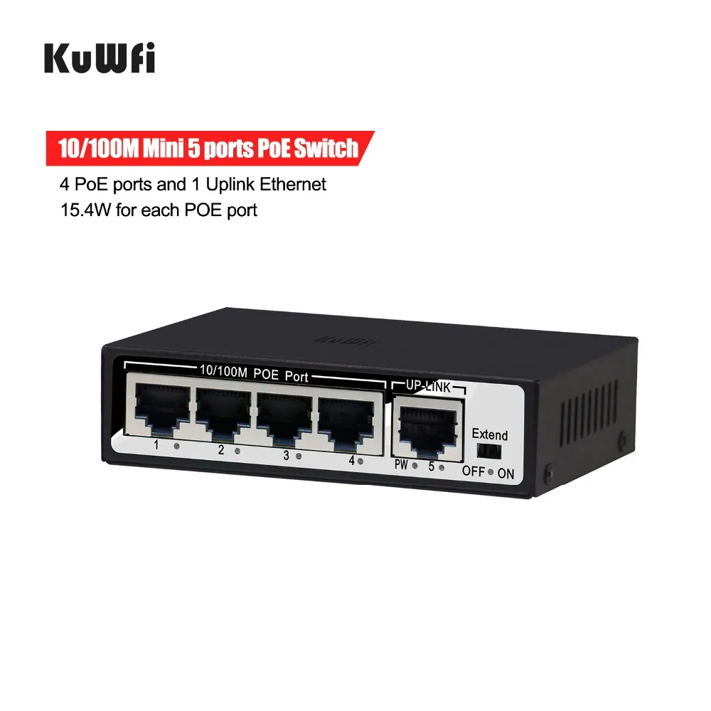 Сетевой коммутатор 5/6 портов 10/100 Мбит/с 802.3af с 4 POE портами и 1 Uplink Ethernet поддержка