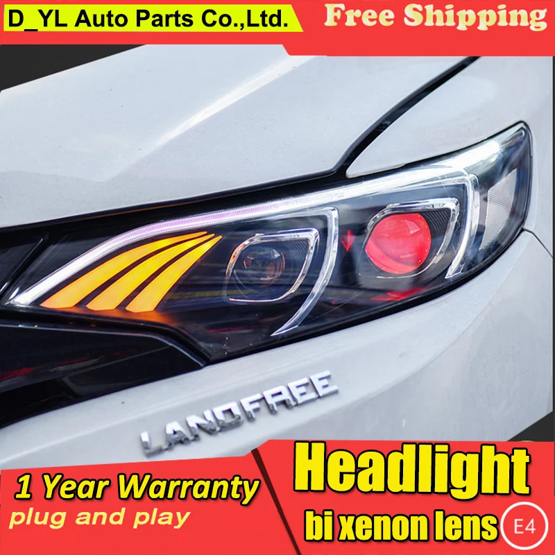 

Автомобильная фара DY_L для Honda Fit 2014-2016 светодиодный светодиодные фары DRL H7/D2H HID, Ксеноновые Биксеноновые линзы