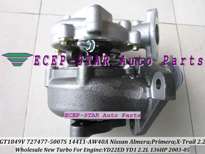 Бесплатная доставка Турбокомпрессор GT1849V 727477 0005 14411 AW40A для NISSAN Almera Primera X Trail T30 YD22