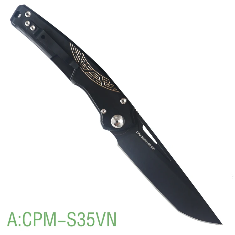 A FATDRAGON SEIGNEUR CPM-154/s35vn лезвие шарикоподшипник титановая ручка Флип складной Кемпинг Охота Карманный TC4 Фруктовый Нож EDC инструмент - Цвет: A