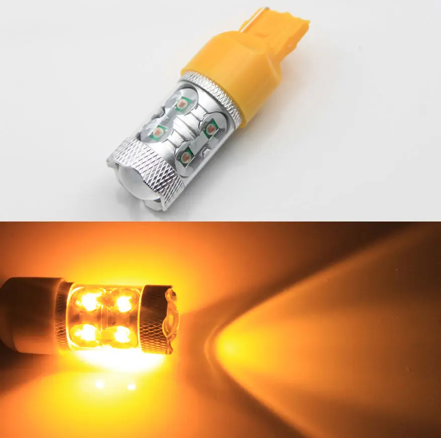 2 шт. T20 7440 W3X16Q 50 Вт Мощный светодиодный задний тормоз передний/задний указатель