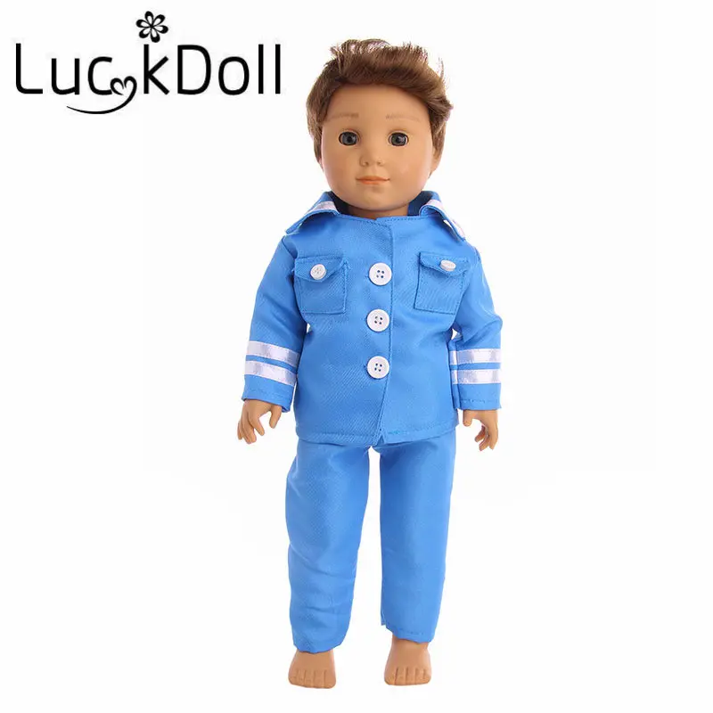 Пижама LUCKDOLL с воротником в морском стиле подходит для 18-дюймовых американских