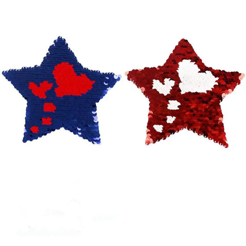 Бесплатная доставка патч вверх и вниз Флип Двусторонняя синий/красный блестки 15