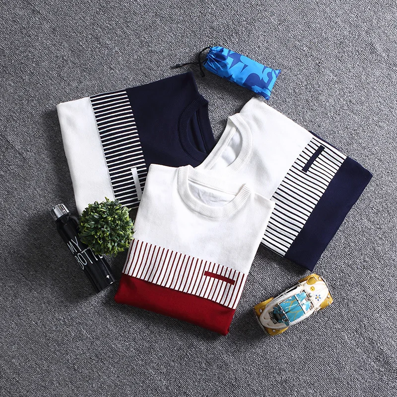 Mens Sweater 2018 New Winter Pullover Men Casual Patchwork Slim Fit For Fashion Knitwear Social Clothes | Мужская одежда