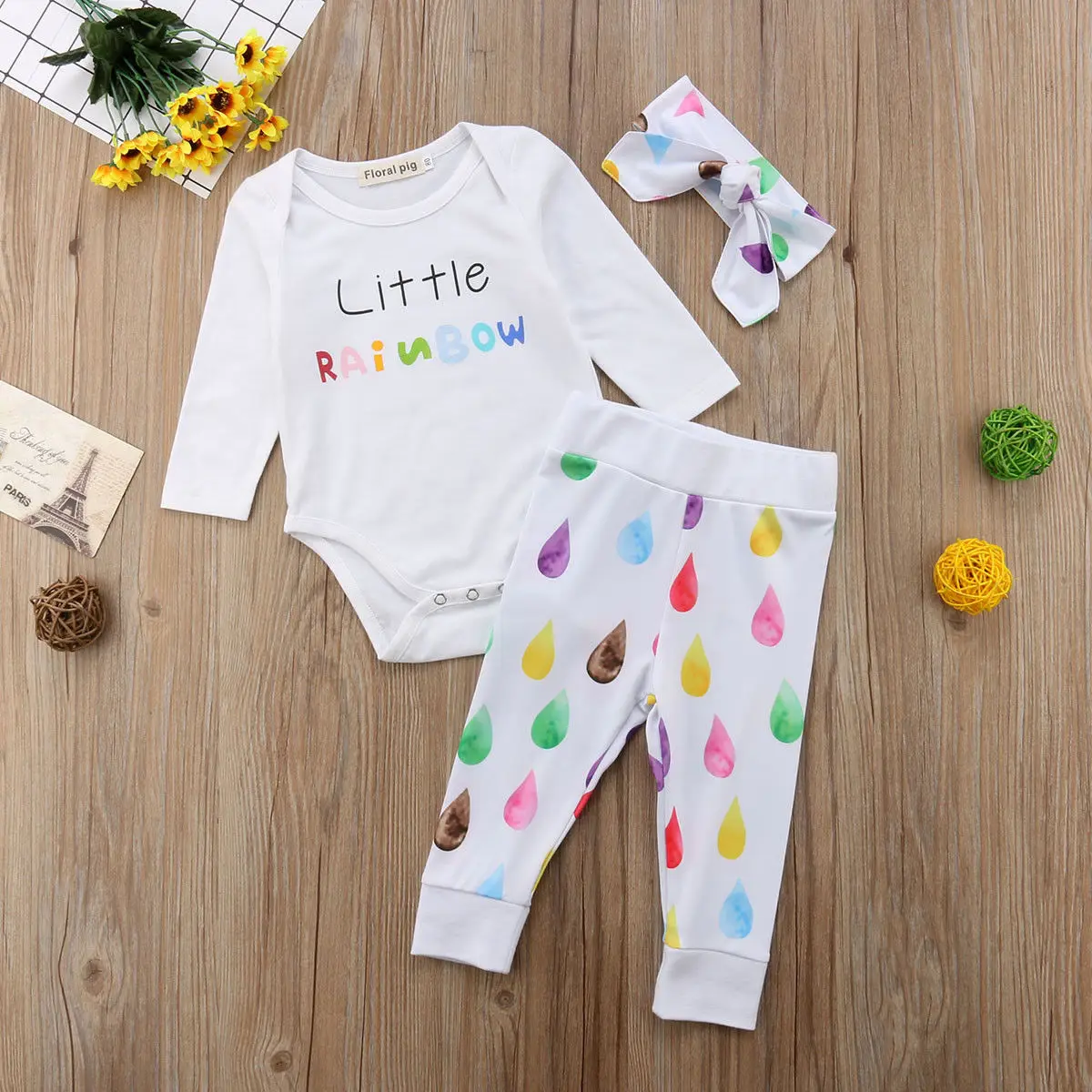 3PCS Pudcoco Newborn Kid Baby Girl Boy Outfits Clothes Bodysuit Long Pants Headband Outfit | Детская одежда и обувь