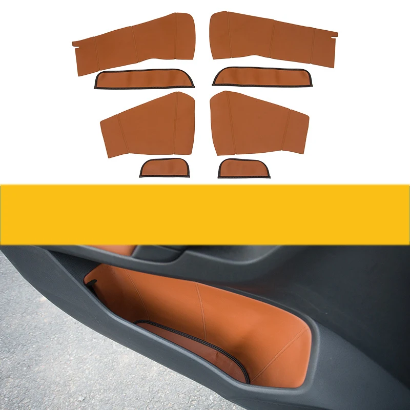 brown slot mat Lsrtw2017 волокно кожа салона двери подлокотник Крышка для volkswagen sportsvan 2013 MK7 - Название цвета: brown slot mat