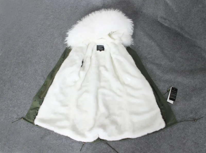 2020 winter new women army green parka jacket coats thick real raccoon fur collar hooded fur lining long version hot sale brand free global shipping