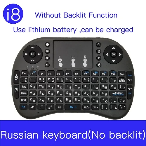 Use lithium battery Портативная клавиатура 2,4G мини русская клавиатура портативная высокочувствительная умная сенсорная клавиатура для Android Smart tv приставка - Цвет: Use lithium battery