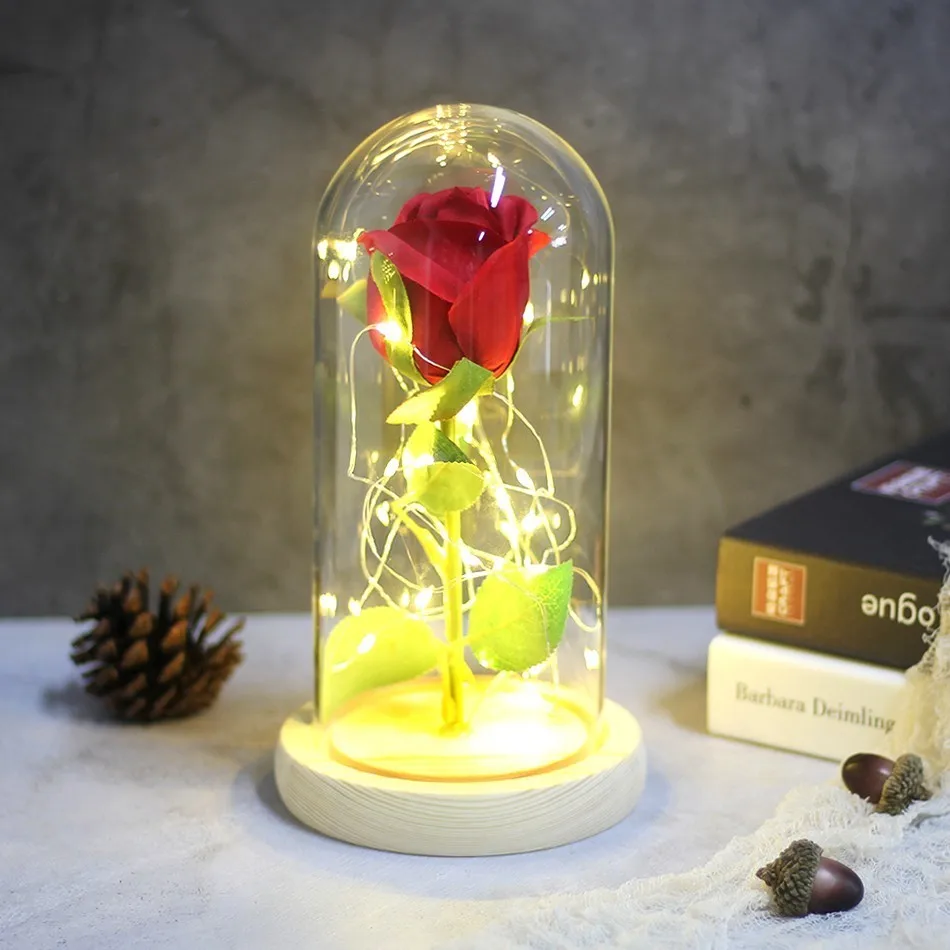 A1 NEW Beauty And Beast Eternal Flower Rose In Flask Wedding Decoration Artificial Flowers In Glass Cover For Valentine's Day Gifts - Цвет: A1