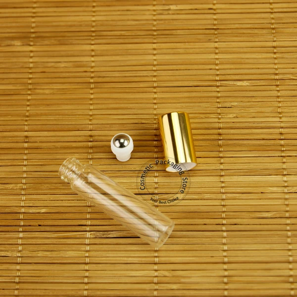 50 шт Продвижение 5 мл стеклянная бутылка для духов Мини Золотая крышка 1/2 унций