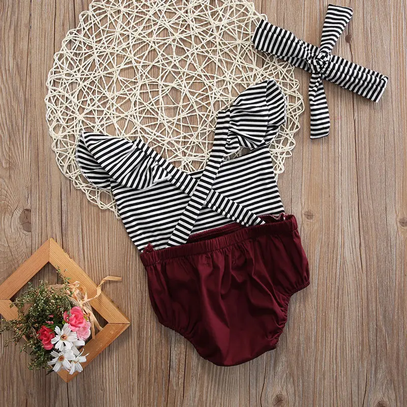Коллекция 2017 года летняя одежда для новорожденных девочек Комбинезон в полоску