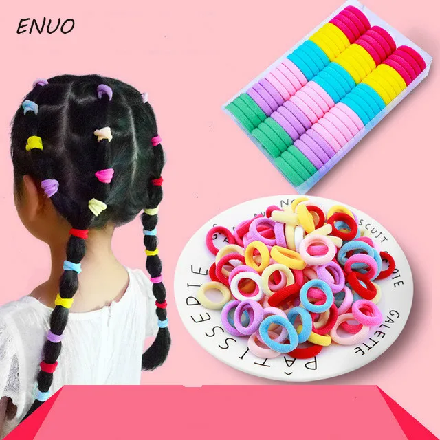 200PCS/Lot 2.5CM Good Quality Girls High Elastic Hair Bands Colorful Rope Ponytail Holder Headwear Tie Gum Accessories | Детская одежда