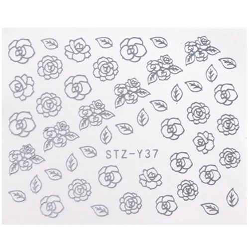 Silver STZY37 1 шт Серебристые наклейки для ногтей для украшения ногтей геометрическое ожерелье Переводные слайдеры маникюрные наклейки TRSTZ-YS16-1 - Цвет: Silver STZY37