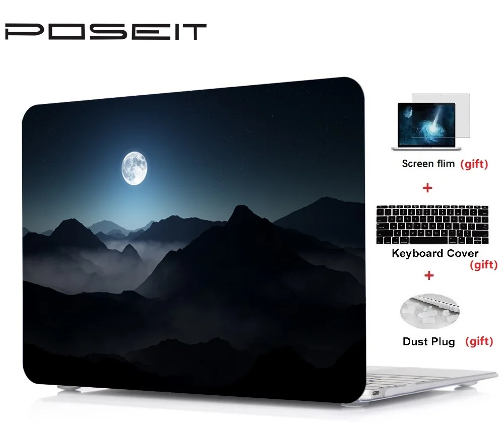 

4in1 Pattern painting Laptop Shell Case Cover For Macbook Air 11 13" Laptop Case Cover For Pro Retina Touch Bar 12 13 15 16 inch