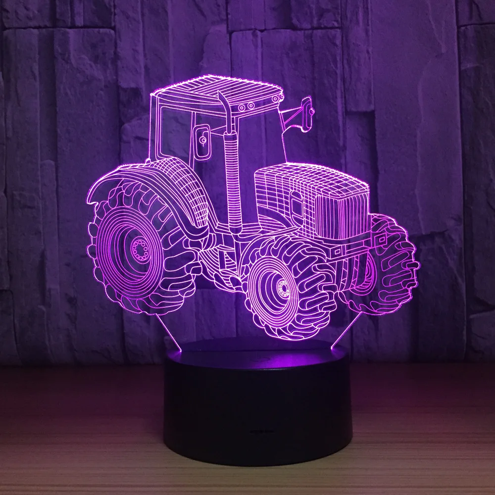 Новый трактор 3D светодиодный ночной Светильник многоцветный RGB Украшения в