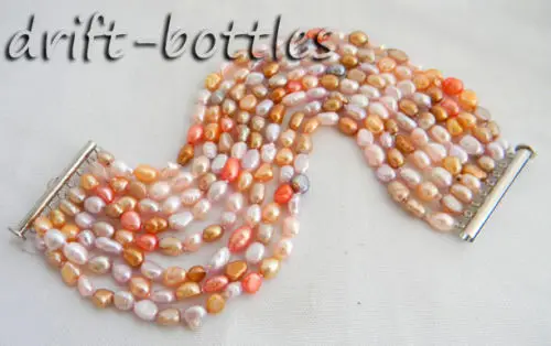 

8Strands 8'' Lavender Pink Champagne Baroque Freshwater Pearl Bracelet