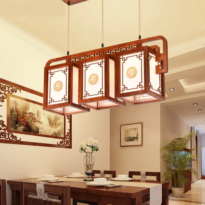 Chinese antique Pendant Lights 3 restaurant lamps solid wood corridor aisle staircase balcony tea house single head LU814279 | Освещение