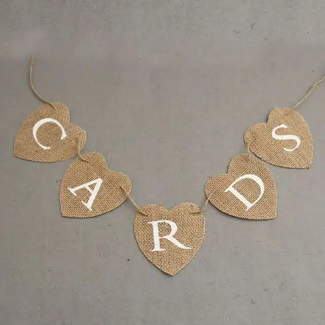 1 комплект карты любящее сердце мини гессенской мешковины баннер рустикальная