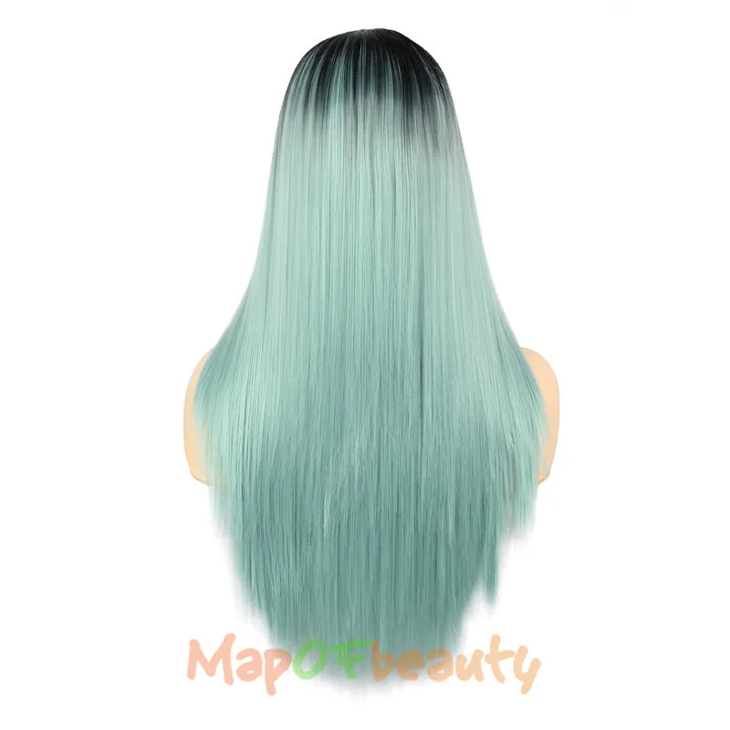 MapofBeauty Омбре черные и розовые синие длинные прямые парики для женщин