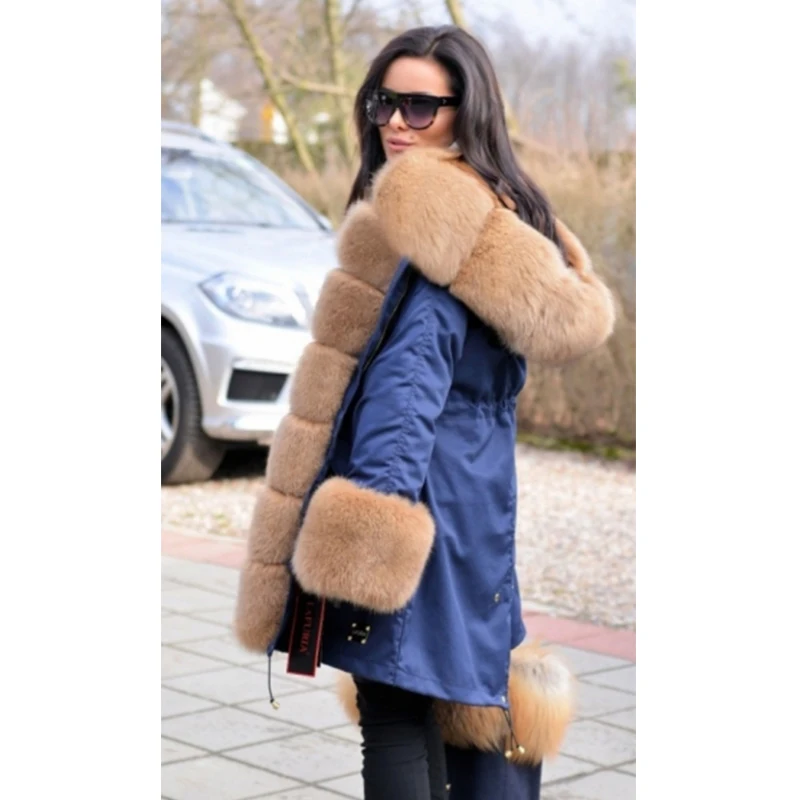Tatyana Furclub New Arrival Women Parka With Natural Fox Fur Collar Real Fur Coat Winter Fur Jacket Thick Warm Outwear Trendy