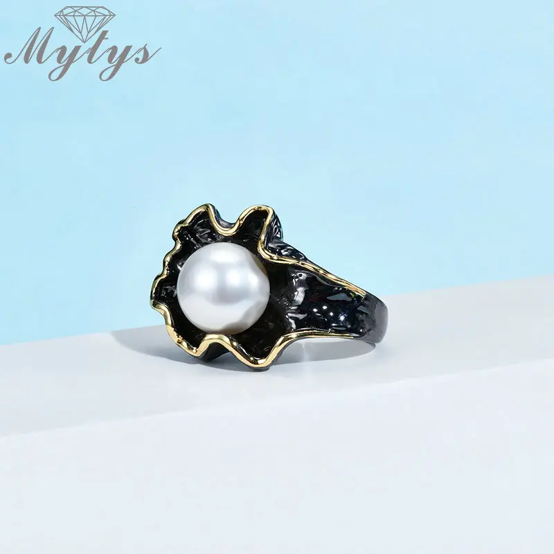 Mytys высококачественное античное черное кольцо женское справа слева похожее на