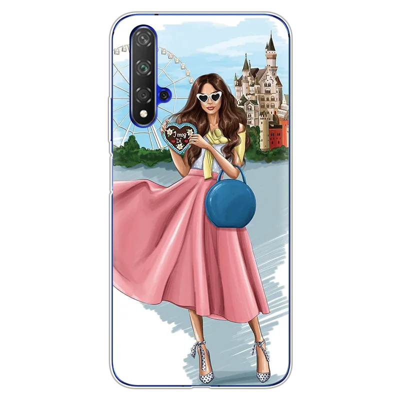 0cmotian Модные черно-коричневые накладки для мамы и дочки, для huawei Honor 20, чехол s 6,2", мягкие чехлы из ТПУ для huawei Honor 20 Pro, чехол - Цвет: 0cmotian