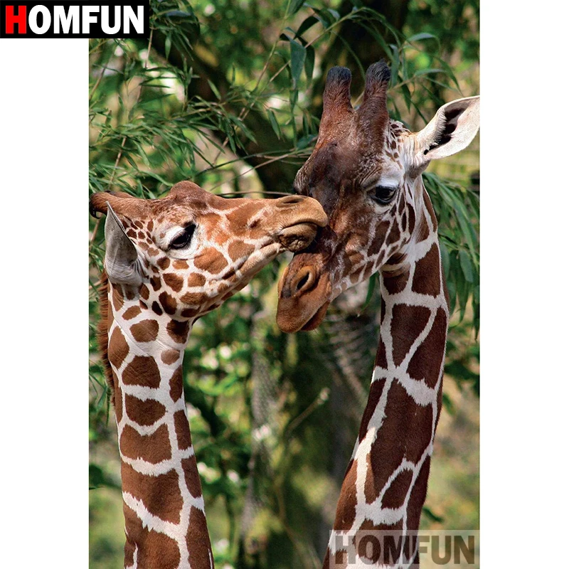 

HOMFUN Diamond Painting "Animal giraffe" Cross Stitch Custom Photo Diamond Embroidery Square Round Drill Home Decor A08225