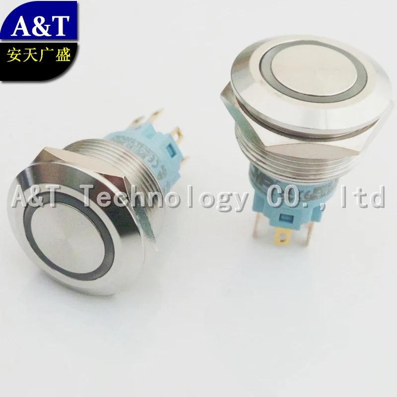 22 мм водонепроницаемый RGB LED кнопка включения выключения 12 В 24 220 красный синий