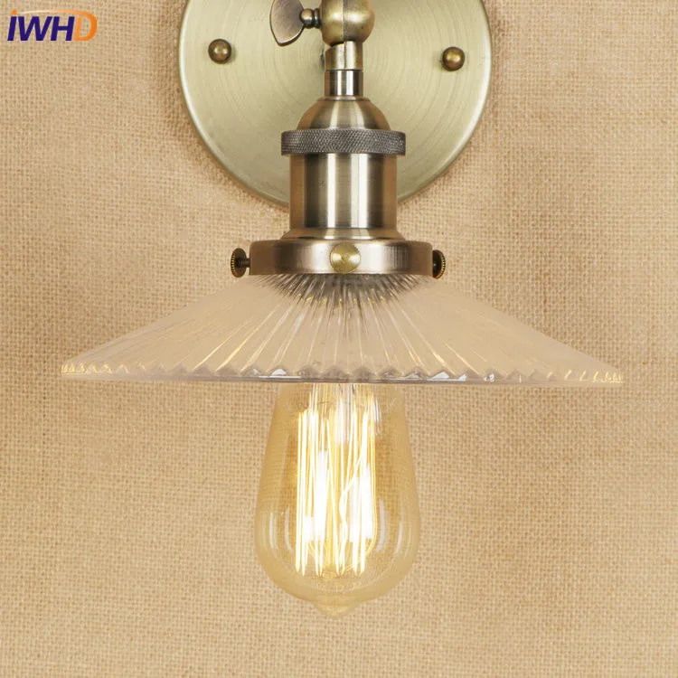 IWHD Лофт Edison светодиодный настенный светильник Железный Регулируемый Wandlamp стеклянный светильник для ванной комнаты RH светильники Домашний Светильник ing аппликация Murale светильник