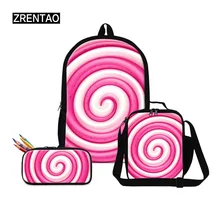 ZRENTAO girls mochilas book backpack set pupils school bags with coolers and pencil case double shoulder bags zipper backpack