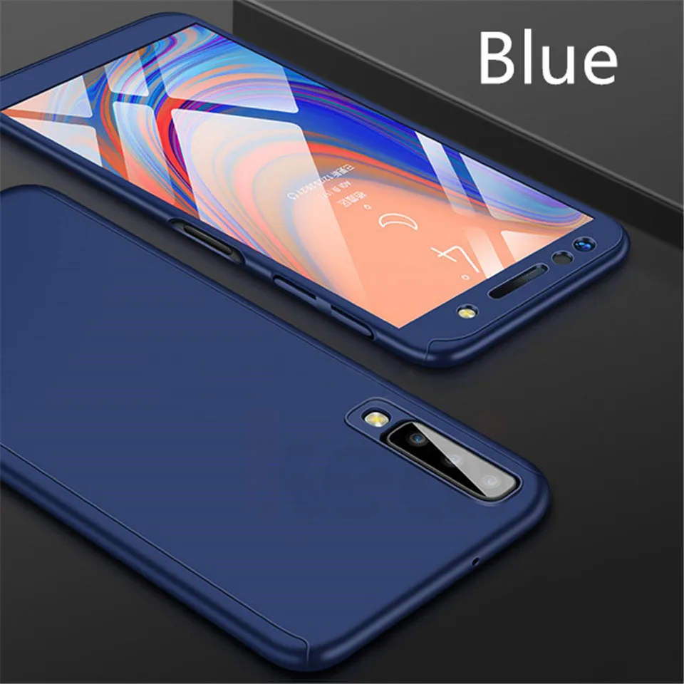 Blue 360 Полное покрытие чехол для samsung Galaxy A7 A8 A9 A6 J8 J6 J4 Plus A5 A3 J7 J5 чехол s для M10 M20 A10 A30 A50 чехол - Цвет: Blue