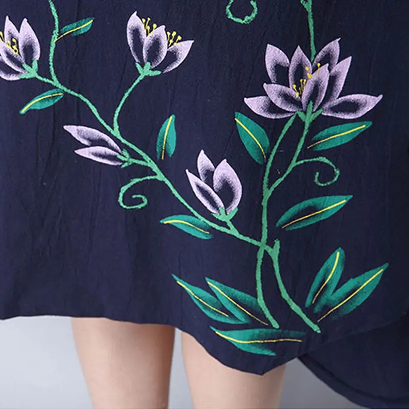 Summer dress 2017 новый китайский стиль хлопок белье vestidos femininas повседневная печать