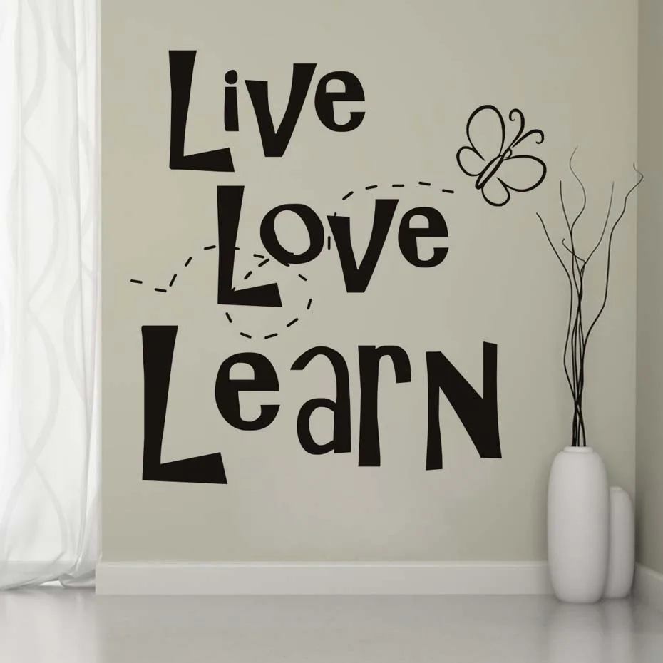 Отличительные наклейки на стену с цитатой Live Love Learn Life Art настенная виниловая