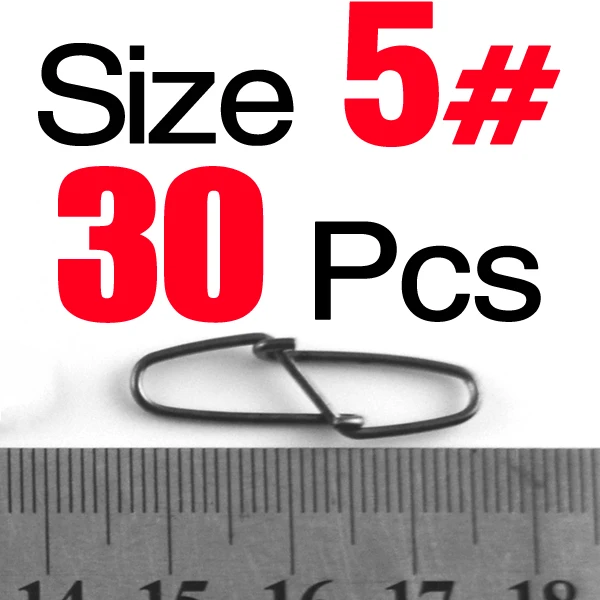 Size 5 30PCS MNFT 30 шт. качественные стальные вертлюжные кольца для бочек, твердое исполнение, рыболовный штырь, защелкивающийся разъем, аксессуары для рыболовных снастей, 6 размеров - Цвет: Size 5 30PCS
