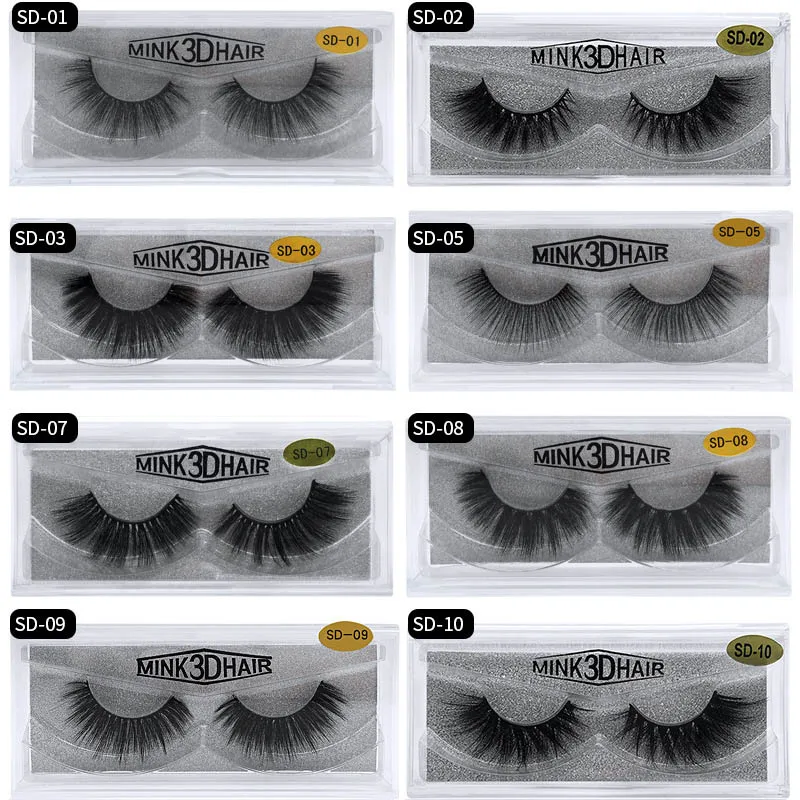 Free shipping 50 pairs of  False eyelashes extension 3D Dramatic mink lashes natural long full strip 10-17mm eyelash makeup