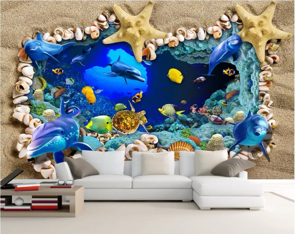 На заказ росписи 3d обои для комнаты Морская звезда песок ракушки домашний декор