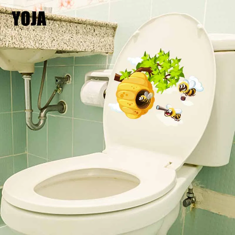 YOJA 22 9x19 5 см мультяшная наклейка на сиденье унитаза с пчелами и сотами настенная
