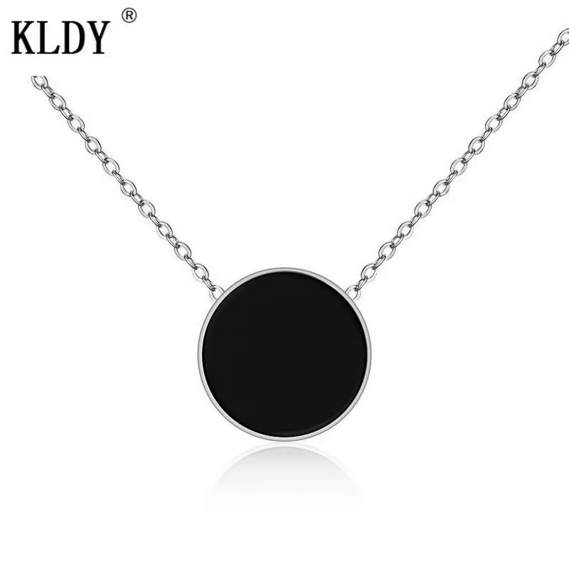 KLDY простое круглое черное ожерелье из нержавеющей стали цепочка для ключиц