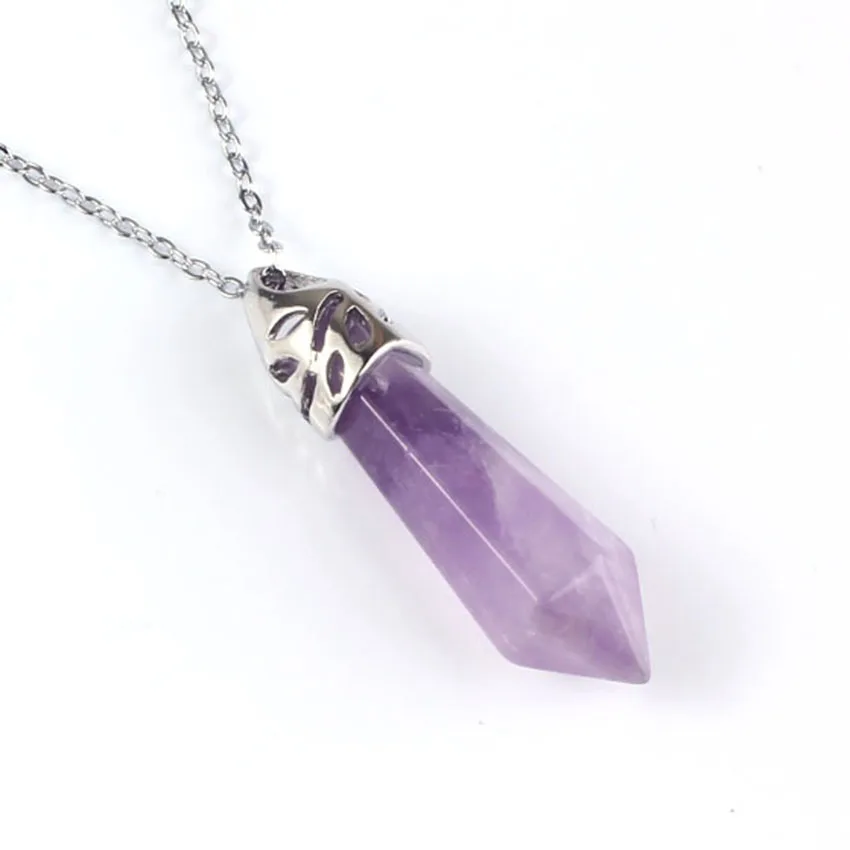 Xinshangmie разноцветная Шестигранная призмовая подвеска с камнем Посеребренная звеньевая цепочка ожерелье кристалл кварцс Агаты женские ювелирные изделия