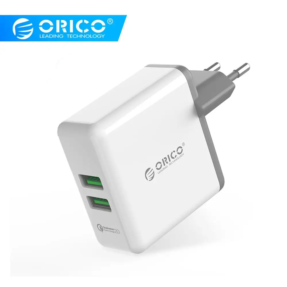 Быстрое зарядное устройство ORICO с двумя портами, QC 2,0, USB, 36 Вт, максимальное быстрое настенное зарядное устройство для мобильного телефона Xiaomi huawei, быстрое зарядное устройство