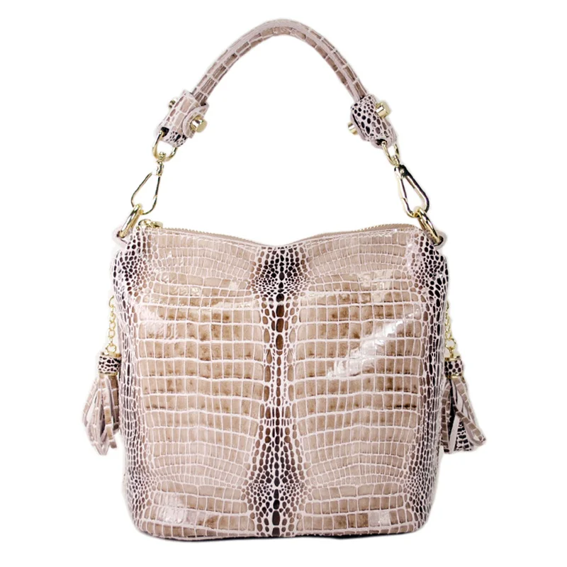 Женская крокодиловая сумка из натуральной воловьей кожи саквояж на плечо через