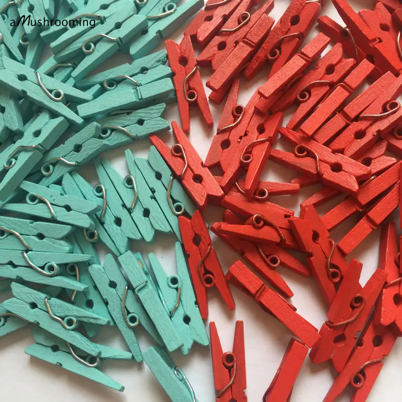 Прищепки деревянные маленькие бледно-голубые 25 шт. | Дом и сад