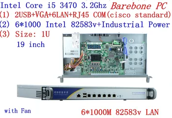 Intel CORE I5 3470 3.2GHZ 1U server network with 6*inte 1000M 82583V LAN Barebone PC support ROS Mikrotik PFSense Panabit Wayos