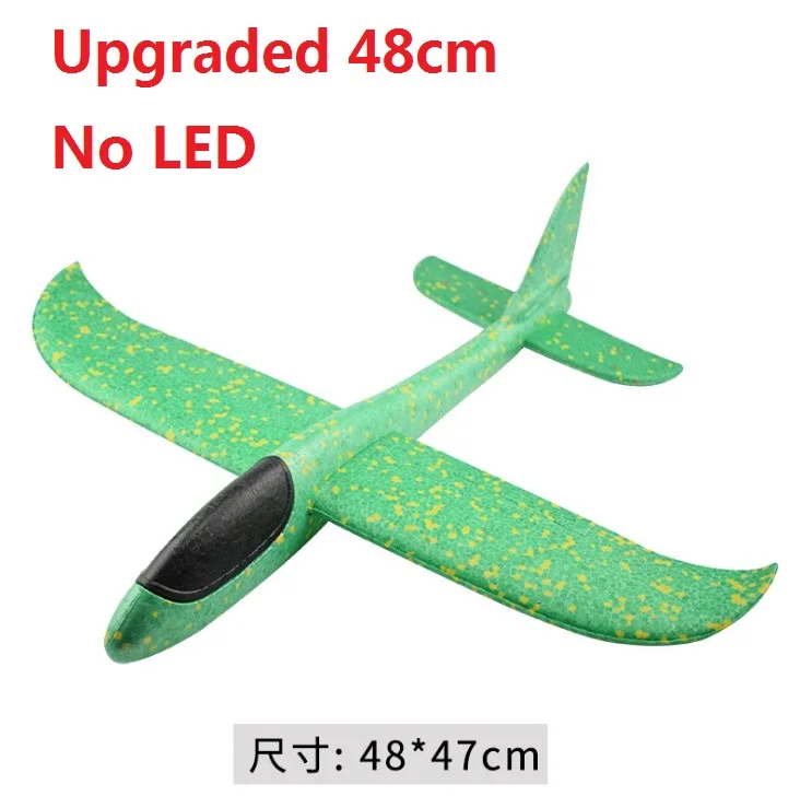 Green 48cm NO LED Ручной бросок Самолет EPP пена Открытый Запуск Plane Самолет детские игрушки 48 см интересный Запуск метание Инерционная модель подарочные игрушки - Цвет: Green 48cm NO LED